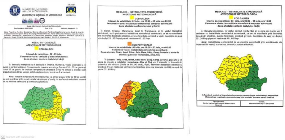 Avertizare cod galben de ploi si grindina Avertizare cod galben de ploi si grindina
