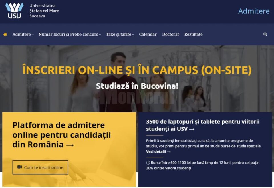 Înscriere on-site și on-line la USV