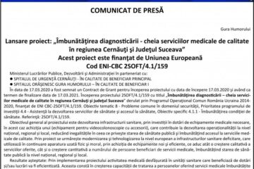 Lansare proiect: „Îmbunătățirea diagnosticării - cheia serviciilor medicale de calitate în regiunea Cernăuți și Județul Suceava”