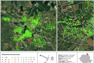 Suceava - harta satelitară pe care se observă deplasările de teren pe o perioadă de 5 ani