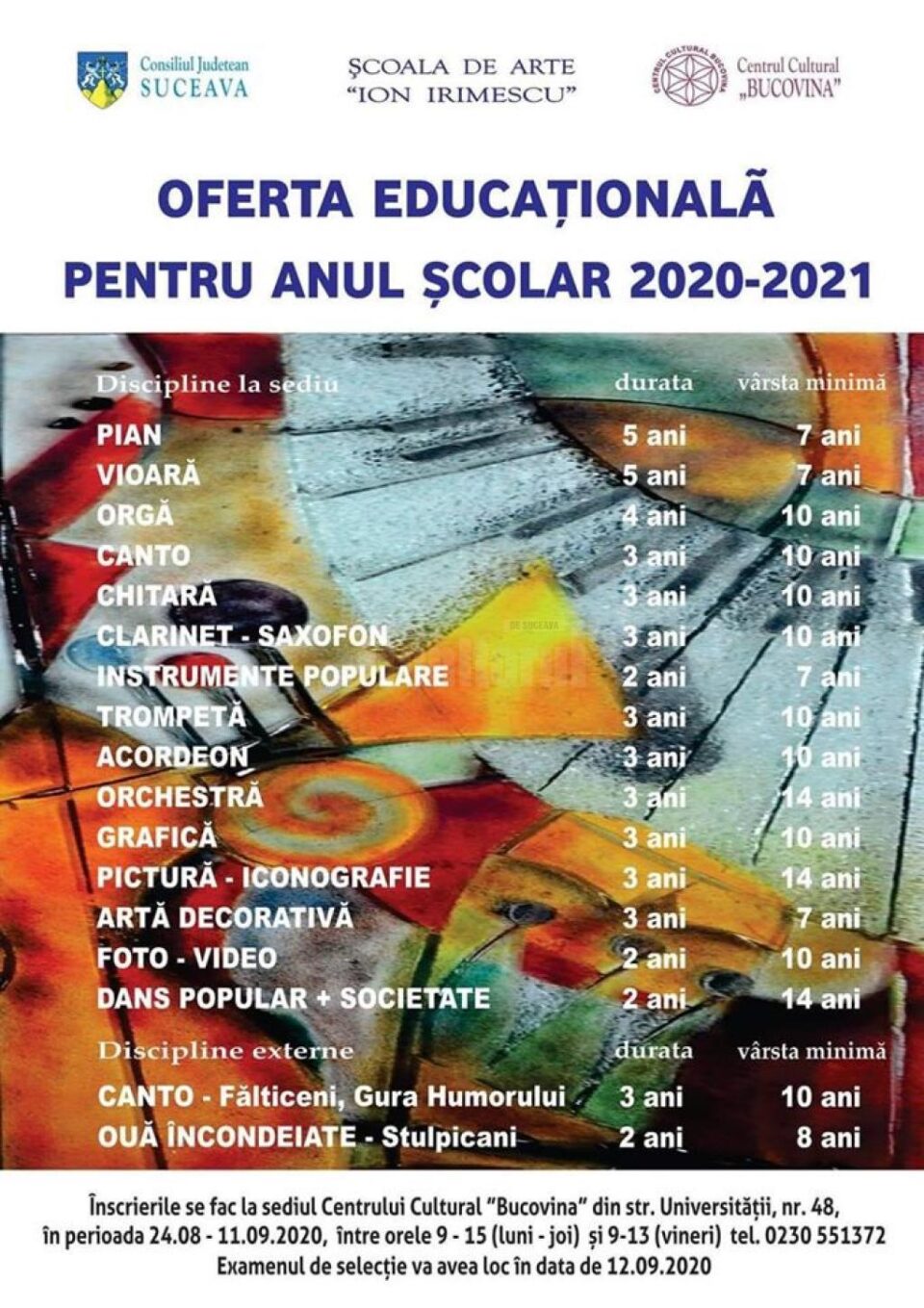 Oferta educationala Scoala de arte