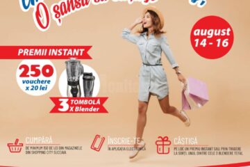 În perioada 14 – 16 august, vă relaxați la shopping și câștigați premii, în cadrul campaniei „Un weekend la shopping, o șansă să câștigi!”