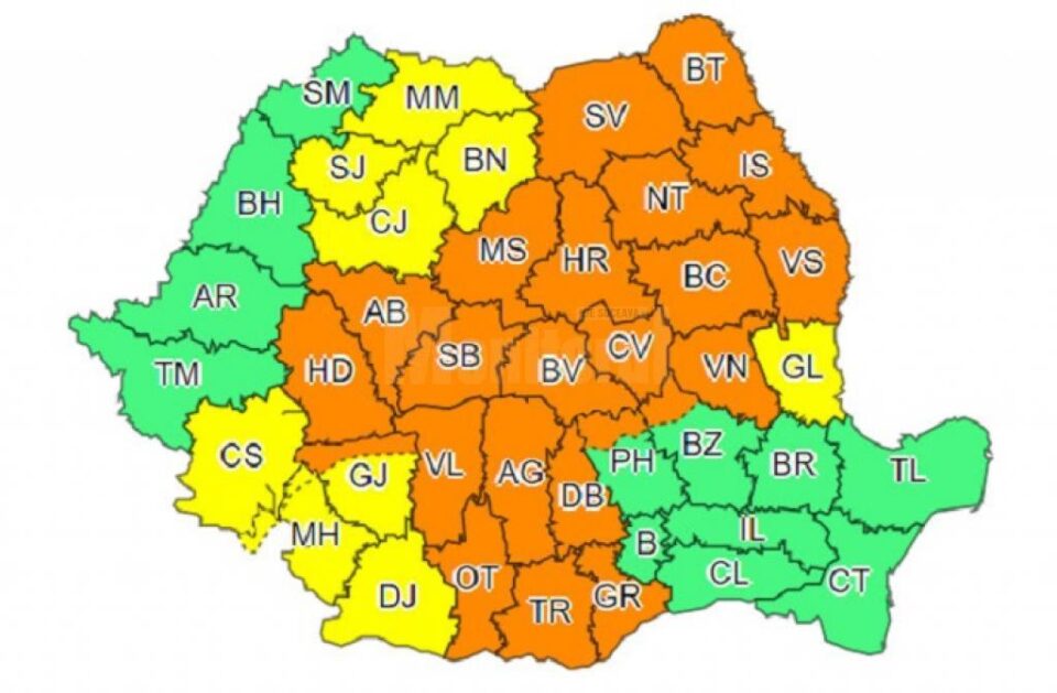 Cod portocaliu, de vânt puternic și ploi torențiale, până marți noaptea Cod portocaliu, de vânt puternic și ploi torențiale, până marți noaptea