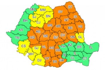 Cod portocaliu, de vânt puternic și ploi torențiale, până marți noaptea