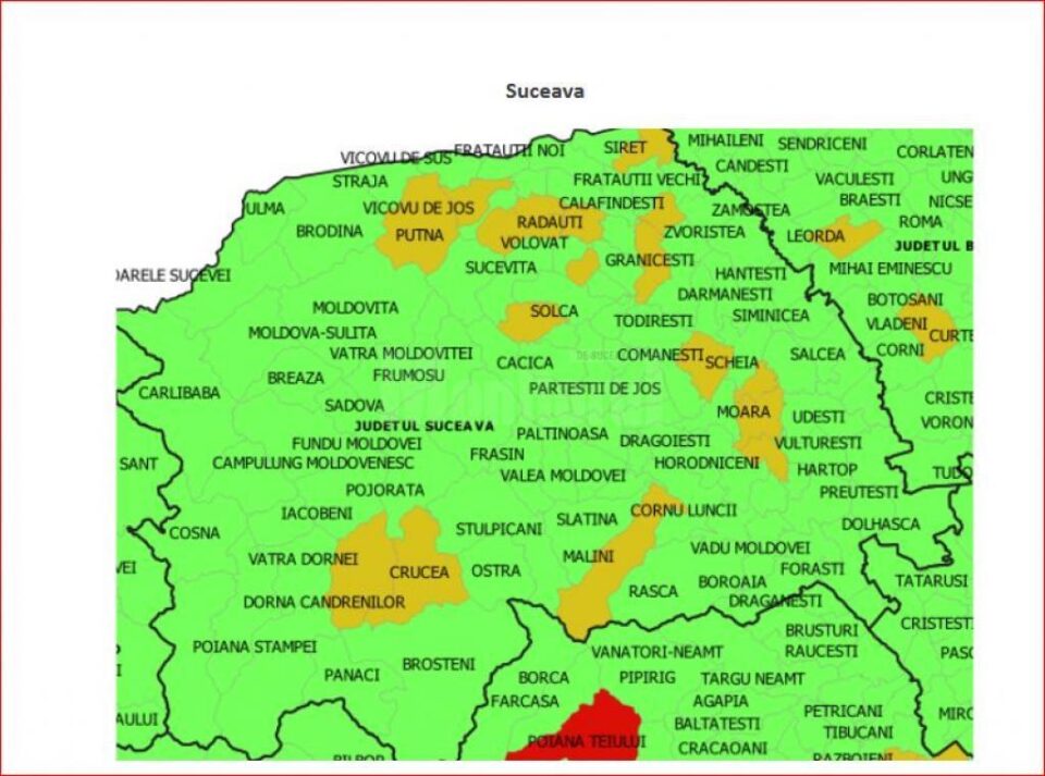 Harta judetului - rata infectarilor