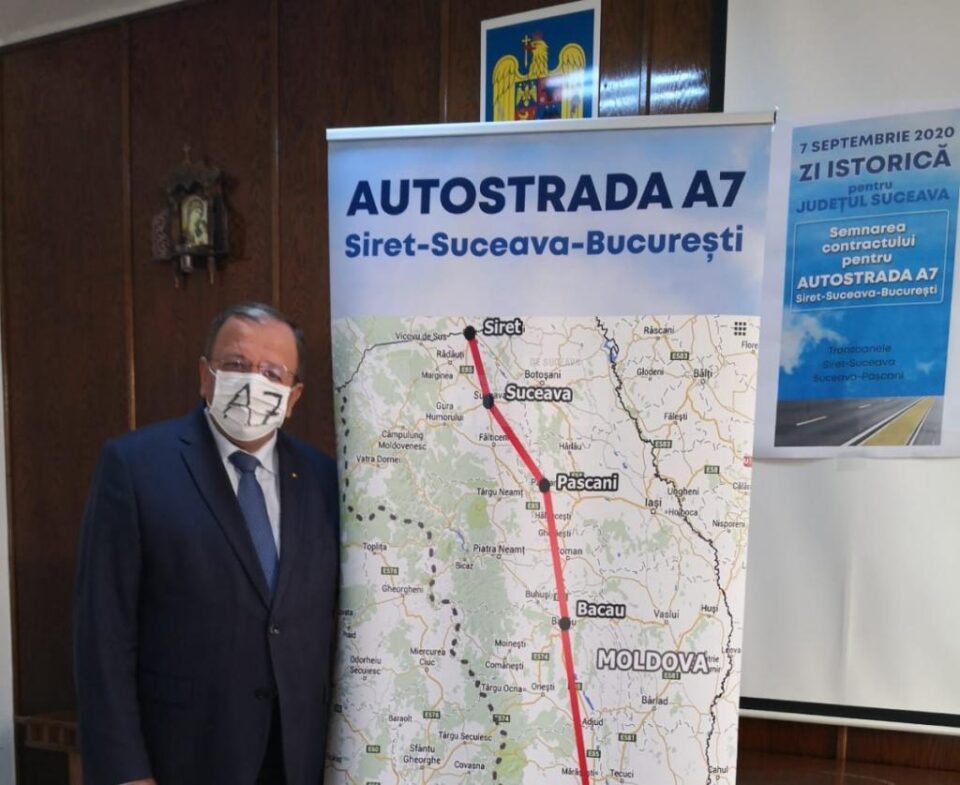 Flutur anunță că s-a semnat contractul pentru Autostrada A7. „Este o zi istorică pentru județul Suceava”