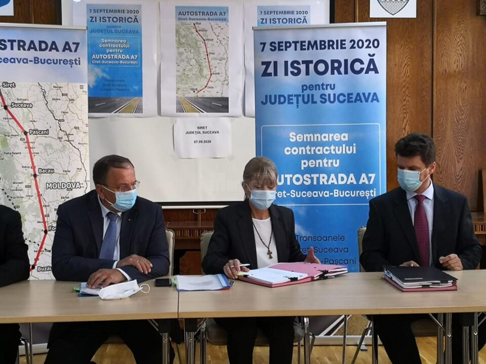 Flutur la semnarea contractului pentru Autostrada A7 Siret Suceava – București: „Este o zi istorică pentru județul Suceava”