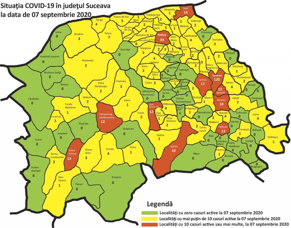 Cazurile de Covid-19 în evoluție, în fiecare localitate din județ