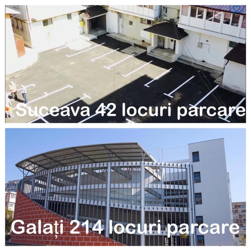 Social-democrații arată cum la Suceava s-au inaugurat 42 de locuri de parcare în timp ce la Galați s-a construit o parcare supraterană cu 214 locuri