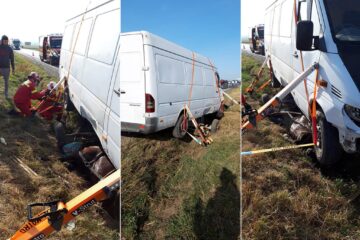 Calul a fost prins sub autoutilitară