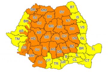 Cod portocaliu pentru întreg județul Suceava, până duminică dimineață