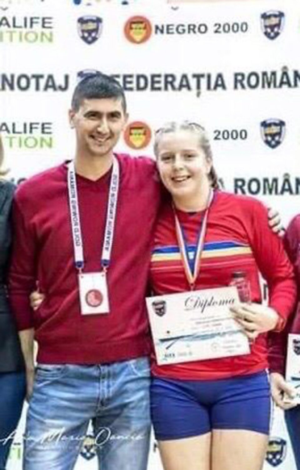 Antrenorul Ioan Despa alături de canotoarea Florentina Georgiana Neculăeasa