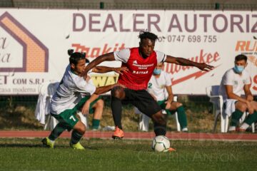 Camerunezul Tchassem a deschis scorul pentru Somuz in disputa de la Pascani. Foto Codrin Anton (FotoSport)