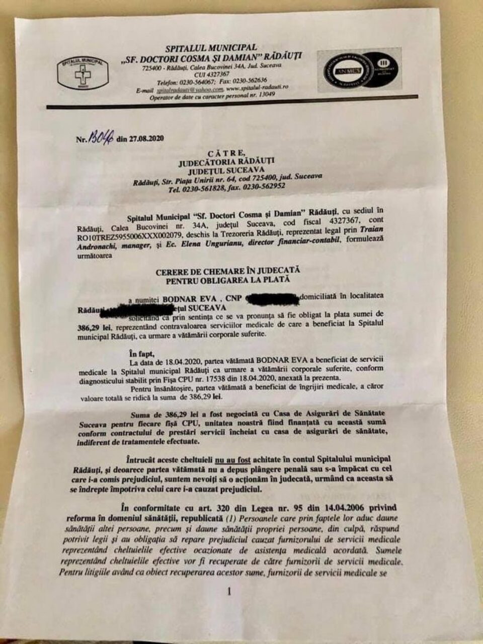 Copil de 7 ani, mușcat de un câine, dat în judecată de Spitalul Rădăuți