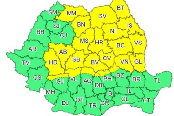 Cod galben de ploi abundente până joi inclusiv