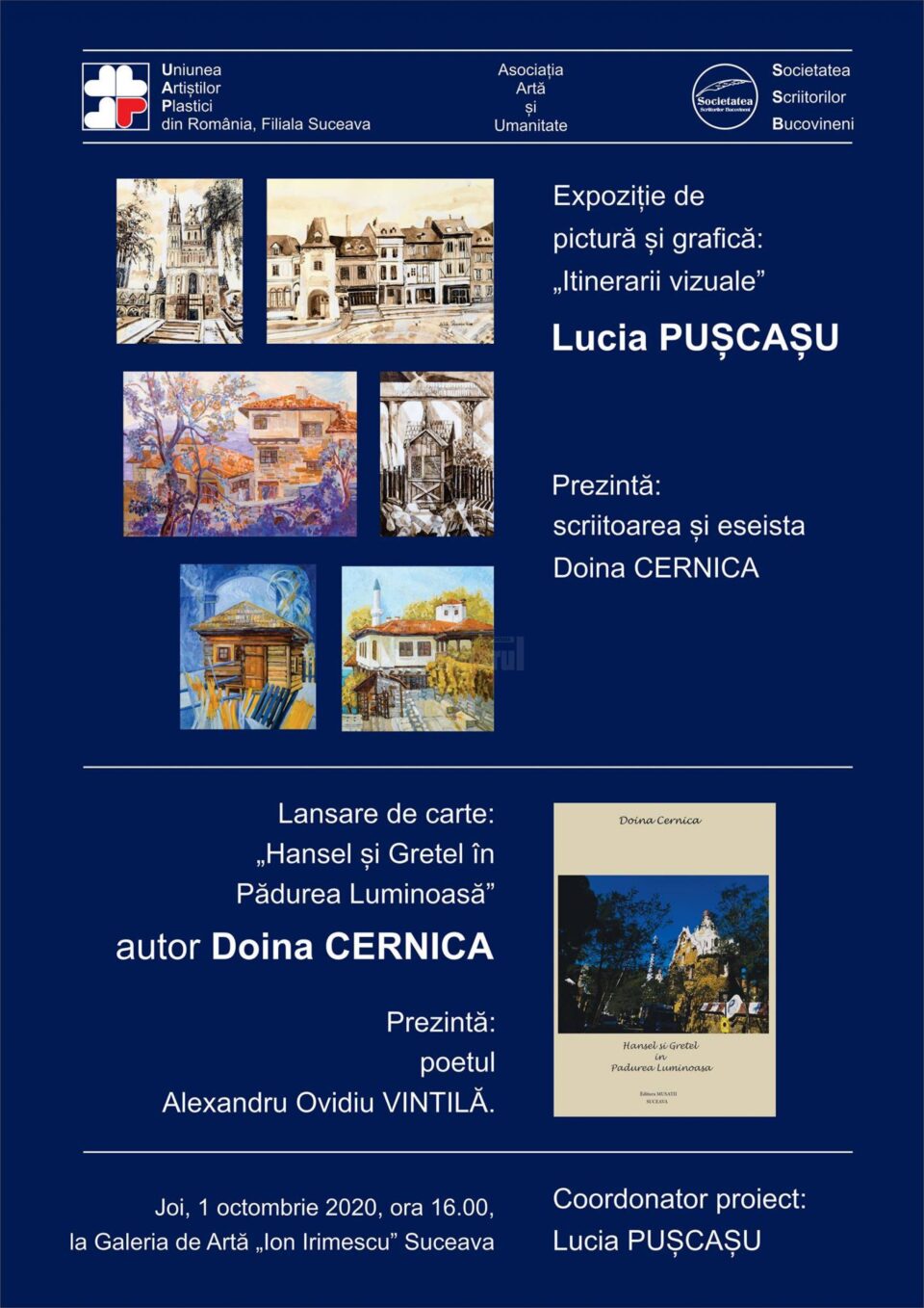 Expoziție de pictură și grafică și lansare de carte, joi, la Galeria de Artă „Ion Irimescu” Suceava Expoziție de pictură și grafică și lansare de carte, joi, la Galeria de Artă „Ion Irimescu” Suceava