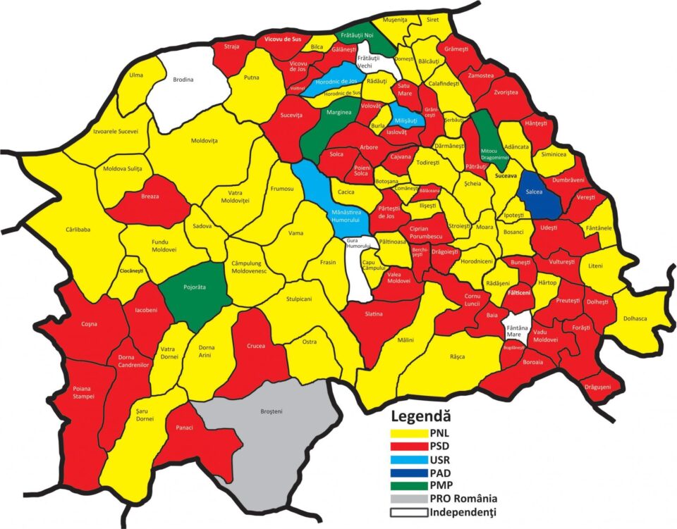 Șase partide și patru candidați independenți au câștigat cele 114 mandate de primar din județul Suceava Șase partide și patru candidați independenți au câștigat cele 114 mandate de primar din județul Suceava