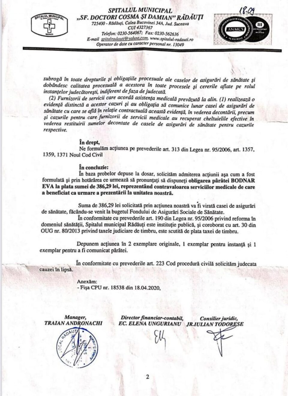 Copil de 7 ani, mușcat de un câine, dat în judecată de Spitalul Rădăuți