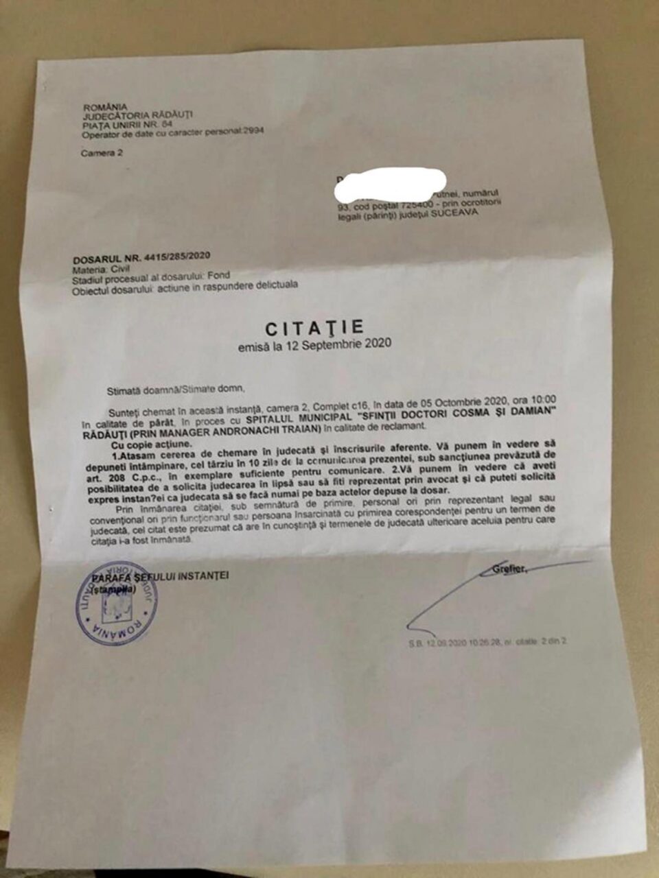 Copil de 7 ani, mușcat de un câine, dat în judecată de Spitalul Rădăuți