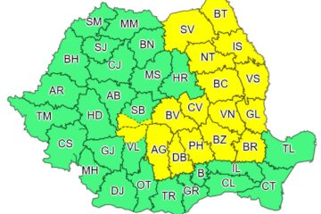 ANM a emis miercuri o nouă avertizare meteo - cod galben de ploi însemnate cantitativ