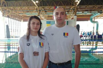 Maria Verciuc alături de antrenorul Cezar Moscaliuc
