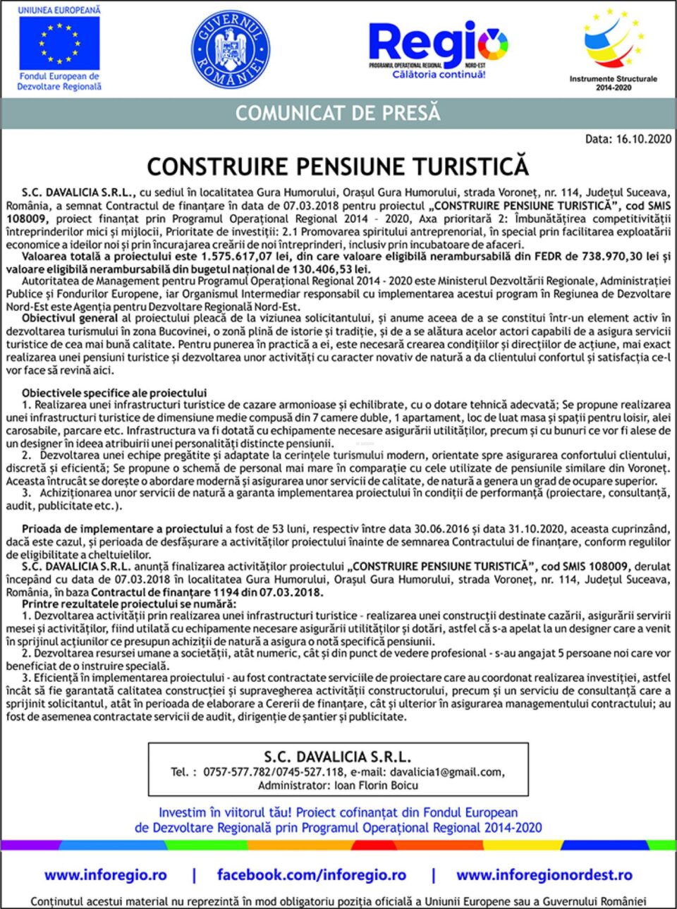 CONSTRUIRE PENSIUNE TURISTICĂ