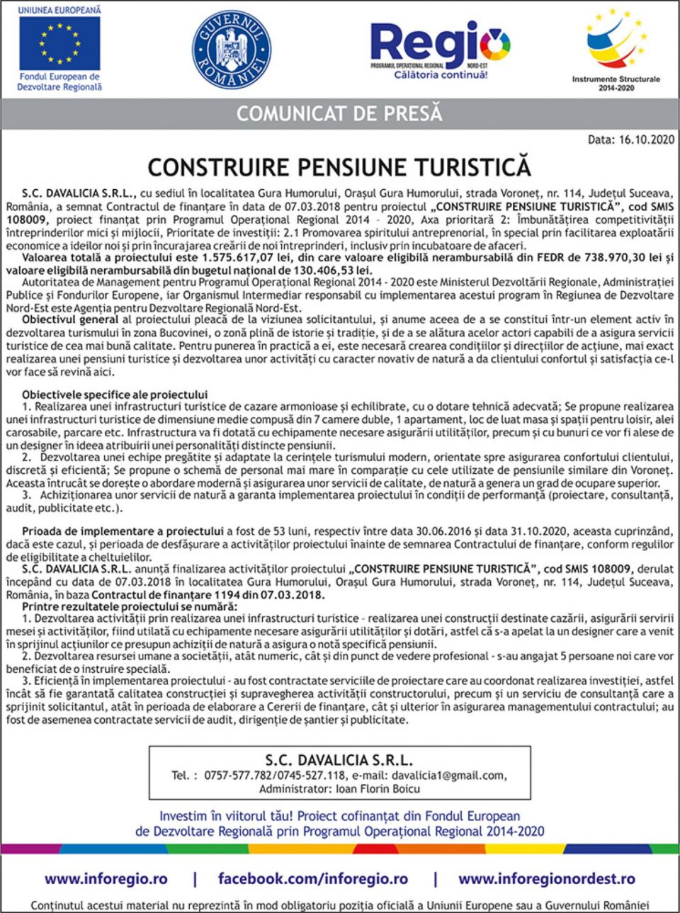 CONSTRUIRE PENSIUNE TURISTICĂ