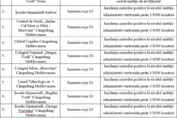 Școlile care funcționează pe scenariul roșu