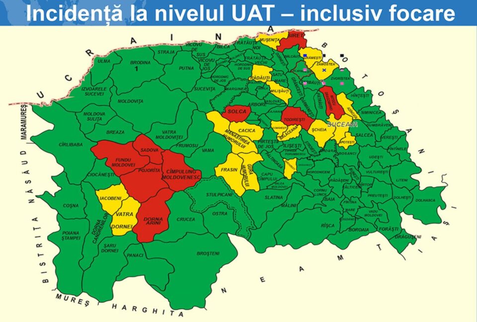 Incidența cazurilor la nivelul unităților administrativ-teritoriale, inclusiv focare