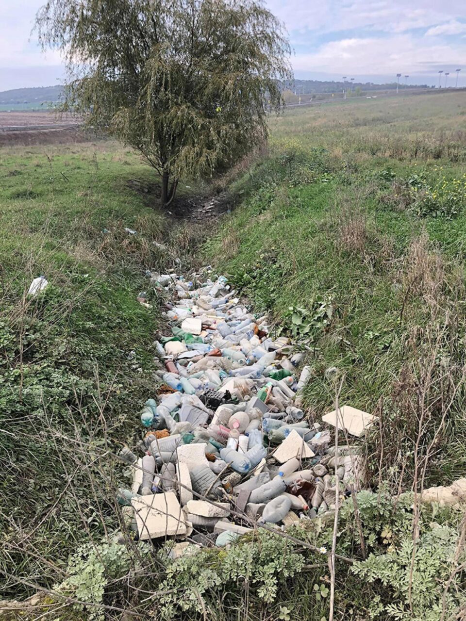 30 de saci cu gunoaie, strânși de Andrei Bacoș de la șoseaua de centură