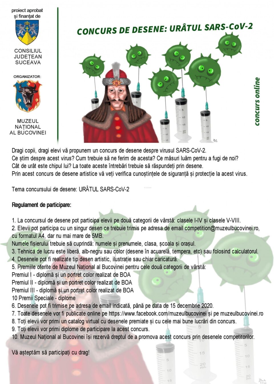 Concurs de desene pentru elevi, la Muzeul Național al Bucovinei