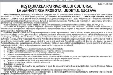 RESTAURAREA PATRIMONIULUI CULTURAL LA MĂNĂSTIREA PROBOTA, JUDEȚUL SUCEAVA