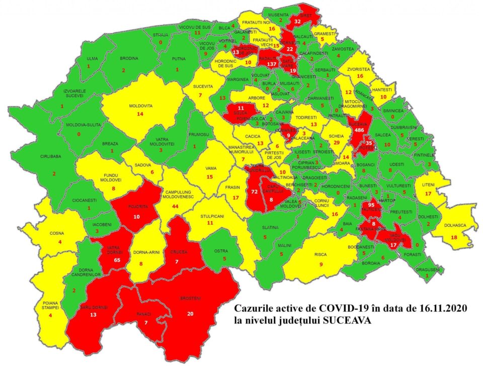 20 de localități din județ sunt în scenariu roșu. Iată harta actualizată