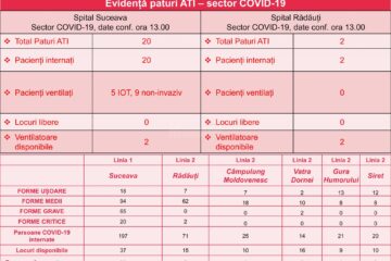 Situația paturilor pentru pacienții cu Covid
