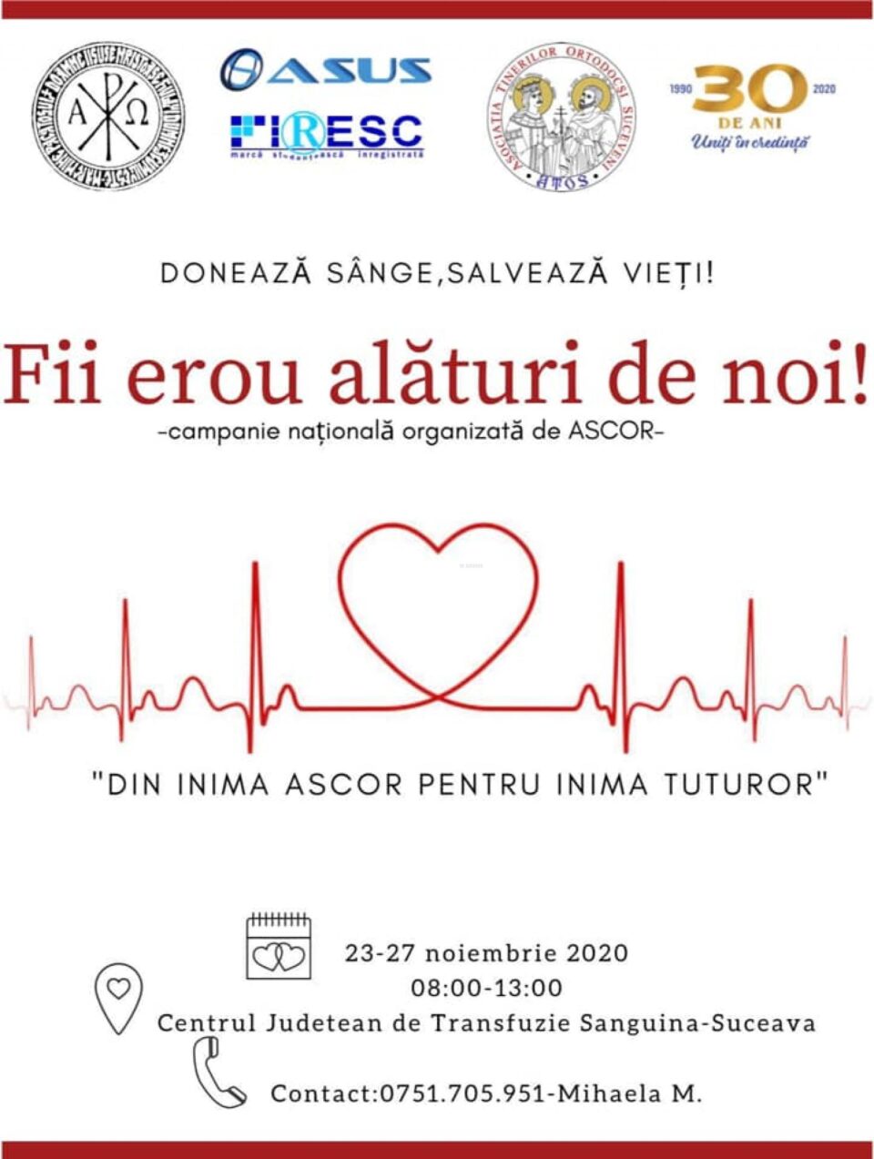 „Fii erou alături de noi”, campanie de donare de sânge organizată de Asociația Studenților Creștin-Ortodocși