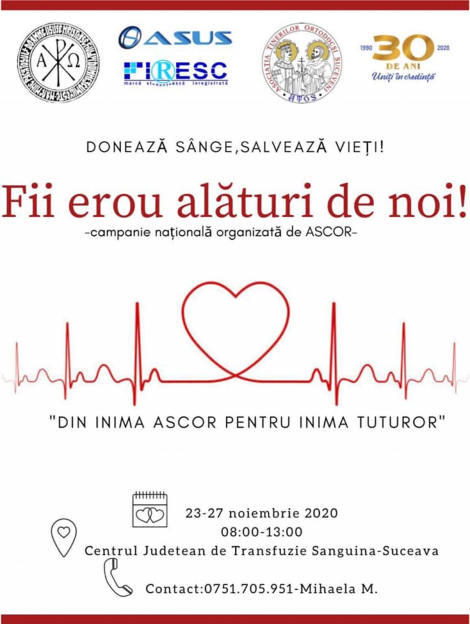 „Fii erou alături de noi”, campanie de donare de sânge organizată de Asociația Studenților Creștin-Ortodocși