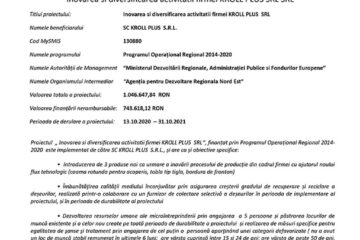 Inovarea si diversificarea activitatii firmei KROLL PLUS SRL SRL
