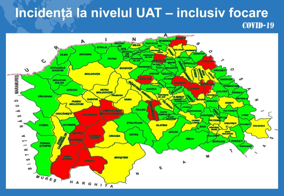 Incidența la nivelul localităților, inclusiv focare