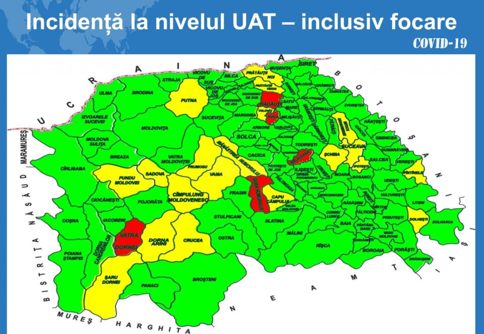 Incidența la nivelul județului, cu focare