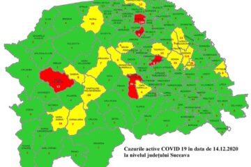 Cazurile active de Covid 19 în data de 14 decembrie la nivelul judetului Suceava