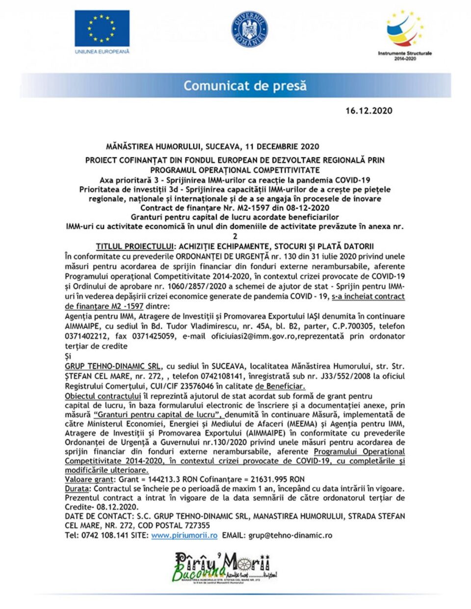 ACHIZIȚIE ECHIPAMENTE, STOCURI ȘI PLATĂ DATORII