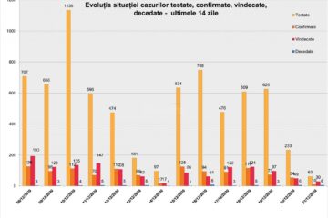 Evoluția cazurilor testate, confirmate, vindecate în ultimele 14 zile