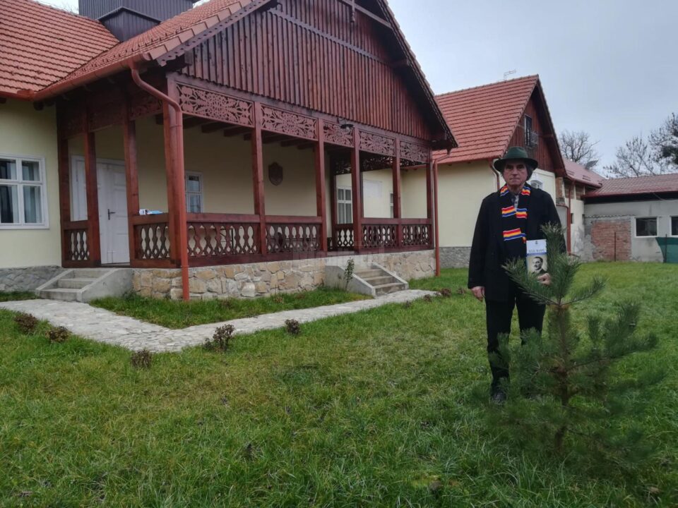 Petrea Dulgheru, mândru de bradul pe care l-a plantat acum doi ani