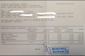 Chitanță Taxe și Impozite Lungu Ion 2021