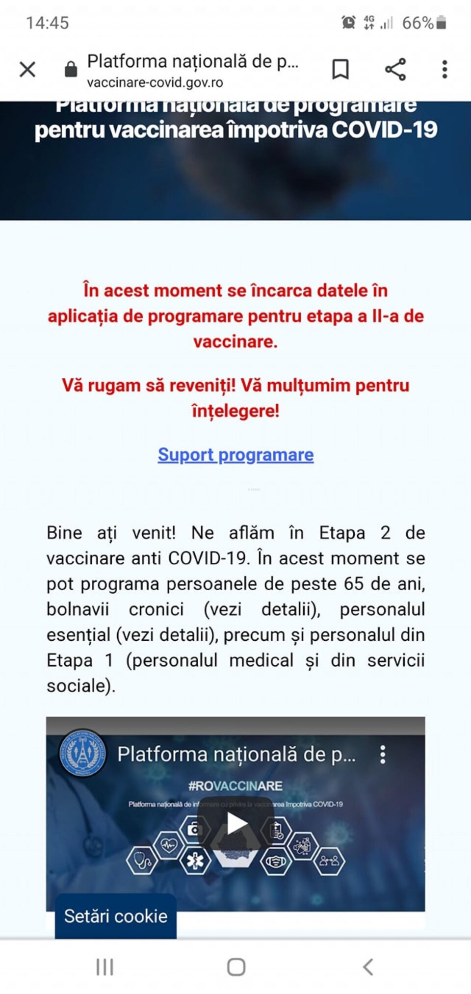 Platforma pentru programare la vaccinarea anti-Covid funcționează în salturi