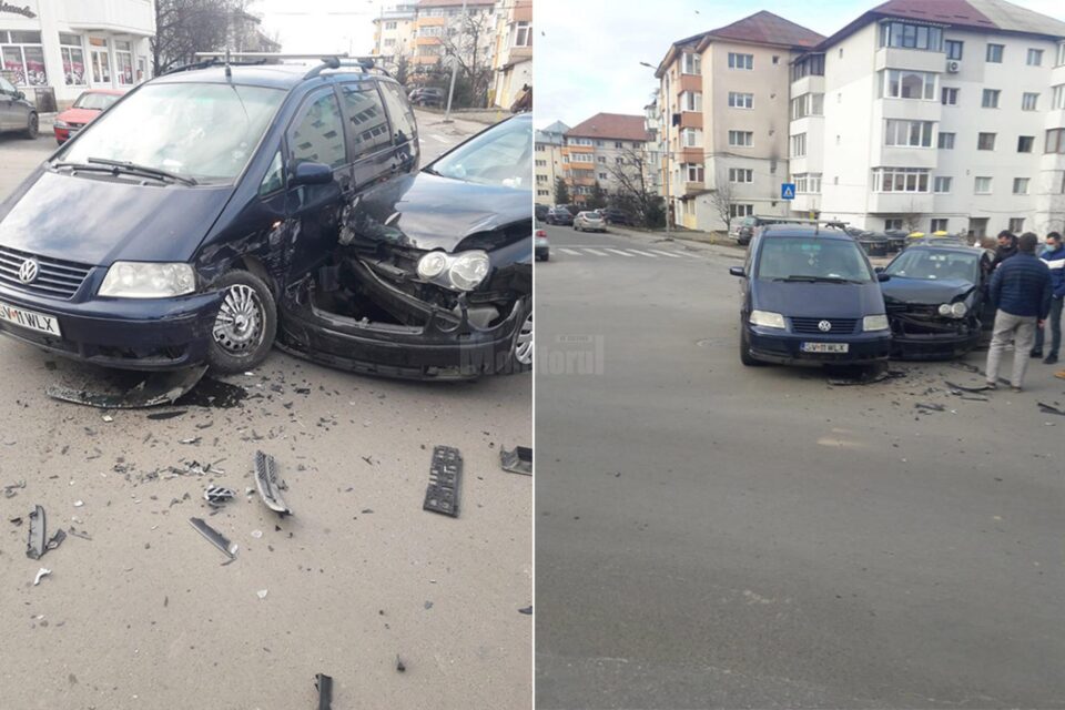 Ciocnire între două mașini, în intersecția de la Ambianța, în cartierul Obcini