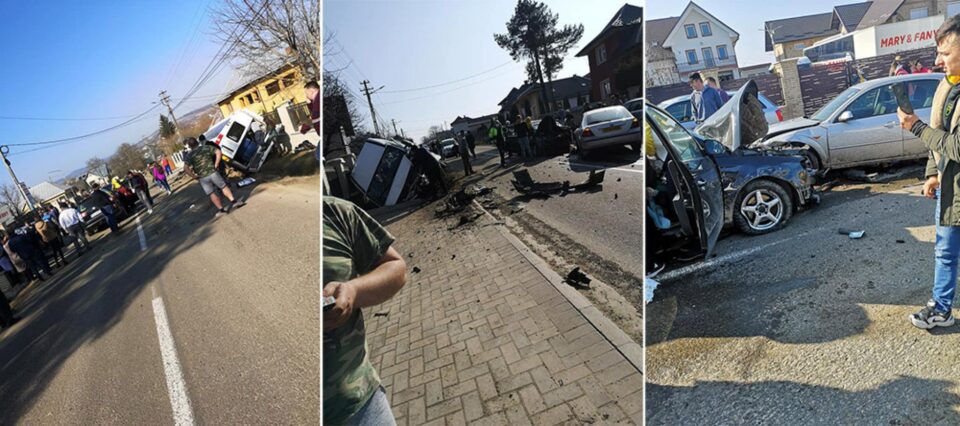 Mașinile implicate în accident. Foto: Facebook Dănuț Ghiata