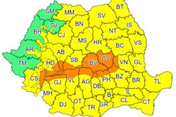 Noi atenționări de tip cod calben și portocaliu, emise de meteorologi, până pe 18 martie