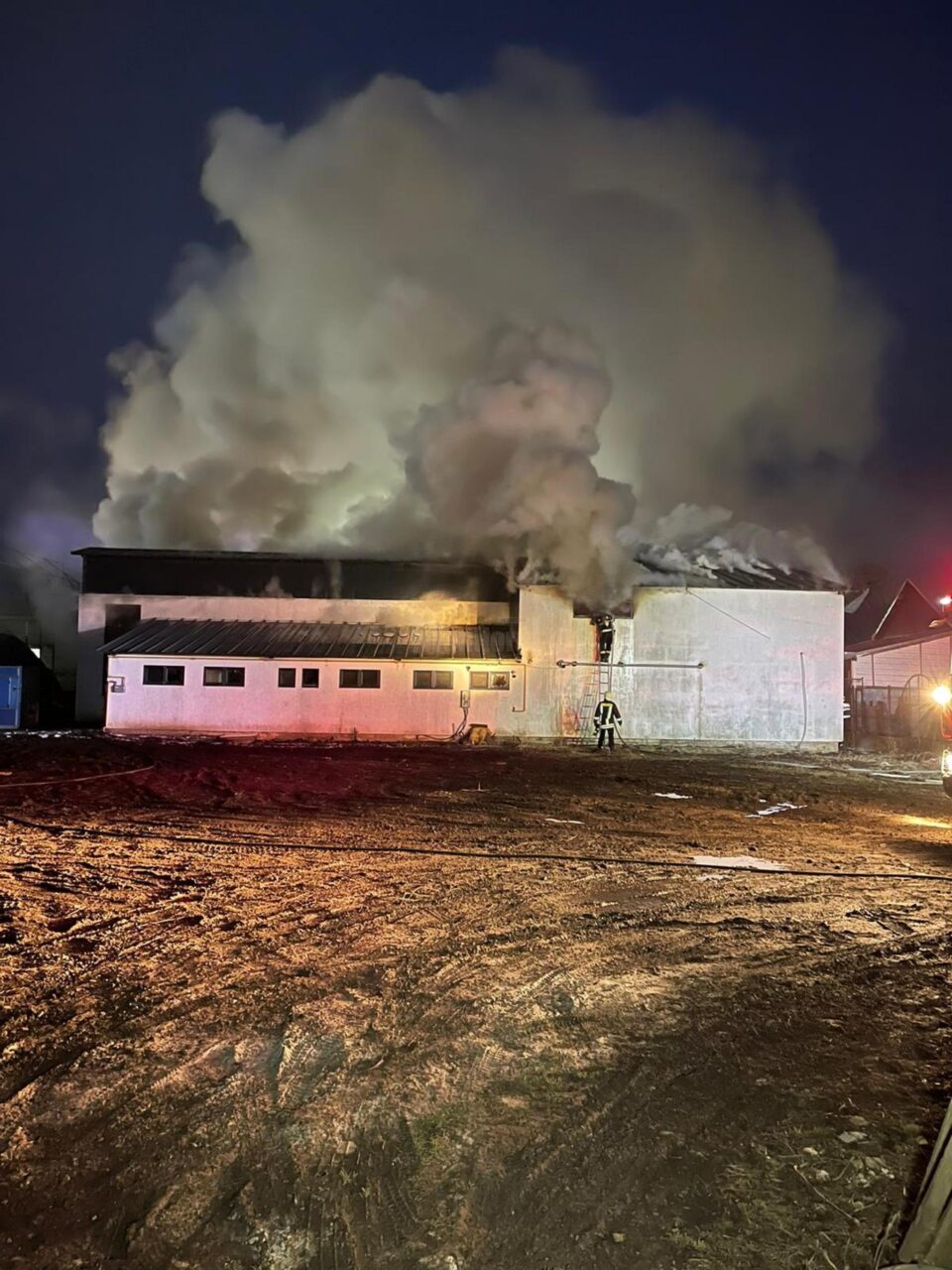 Incendiul se manifestă cu degajări mari de fum