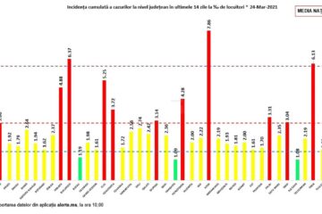 Incidența cazurilor la 24 martie